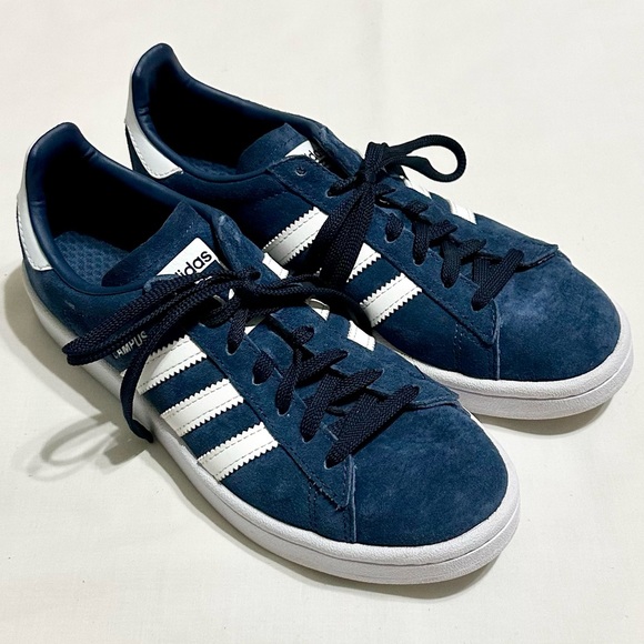 Women’s Adidas Campus Sneakers, Blue Suede and White Leather, Clean EUC - 6 US - Picture 3 of 17
